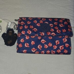 Kipling Navy and Red Floral Wallet